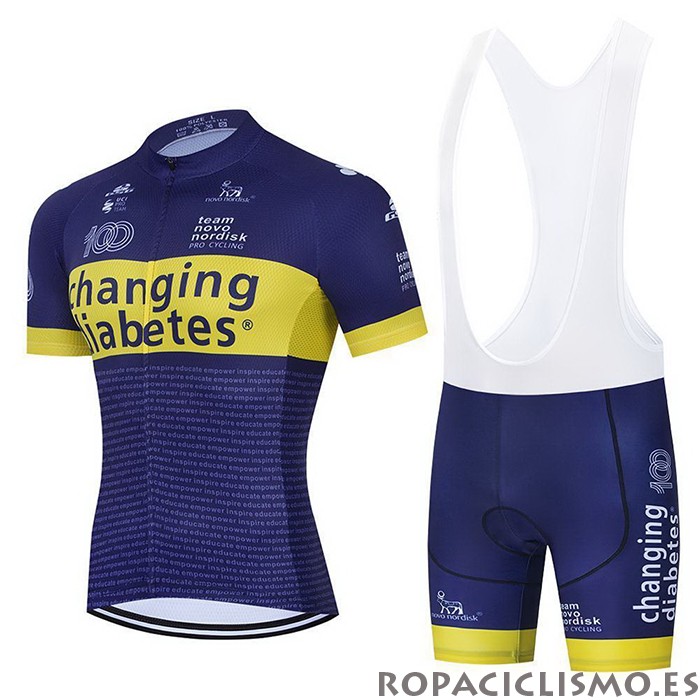 2021 Maillot Novo Nordisk Tirantes Mangas Cortas Azul Amarillo